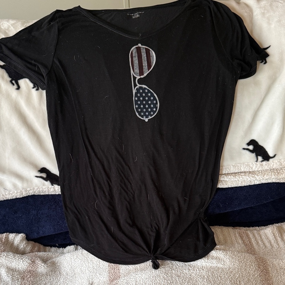 Lane Bryant Black Tee with Patriotic Sunglasses Graphic